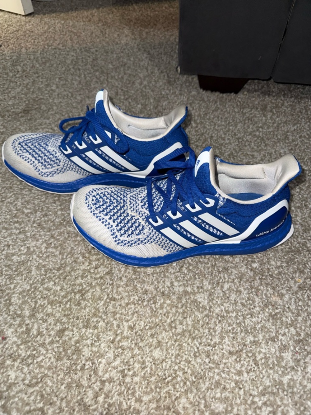 Ultraboost adidas Royal Blue and Light Gray Knit Running Sneakers
